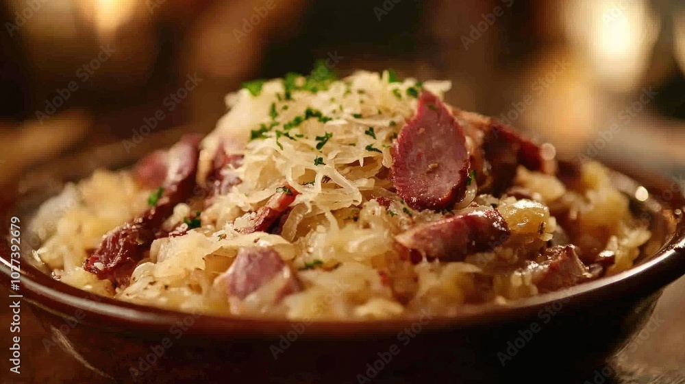 Savory French Choucroute Garnie in Deep Dish Savory French Choucroute Garnie in Deep Dish
