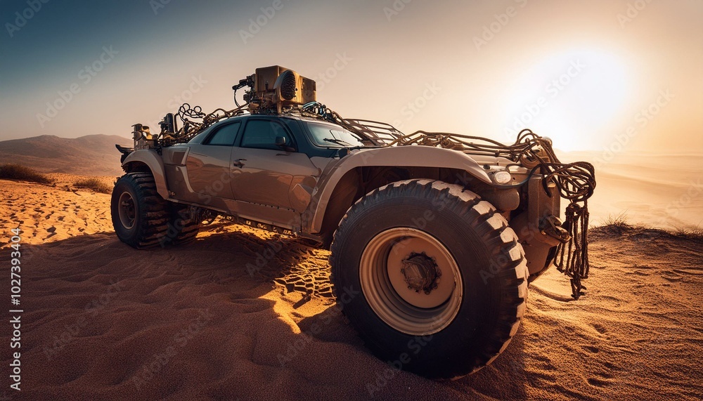 Futuristic cyber heavy duty offroad car with giant wheels Futuristic cyber heavy duty offroad car with giant wheels