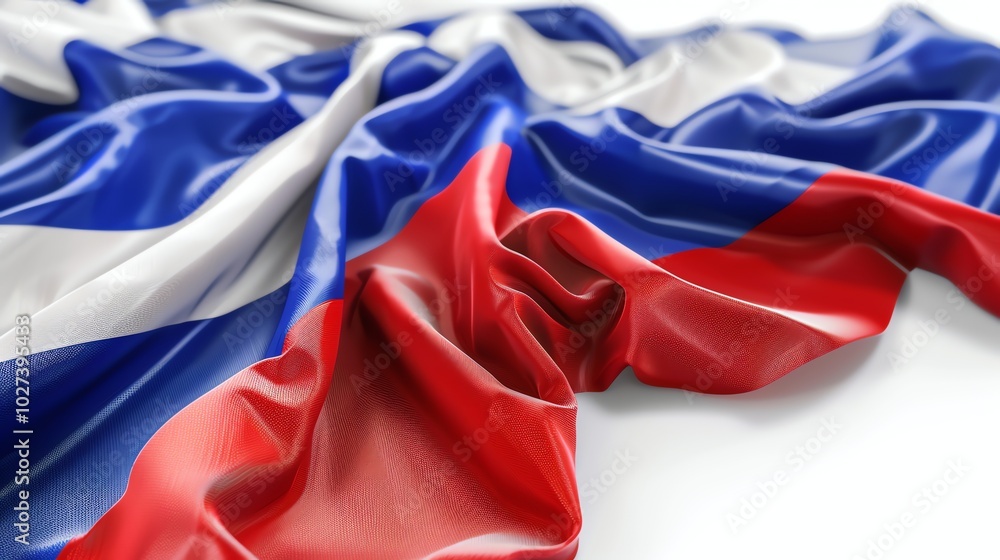 Close-up of a waving fabric flag of Russia. Close-up of a waving fabric flag of Russia.