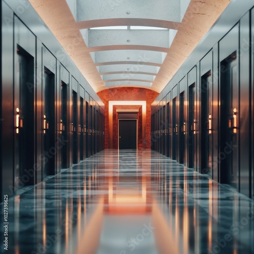 Illustrate a frontal view of a robust digital bank vault showcasing advanced security features in a futuristic digital art style