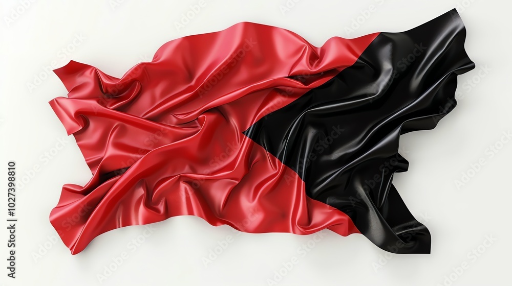 A red and black flag, rippling in the wind. A red and black flag, rippling in the wind.