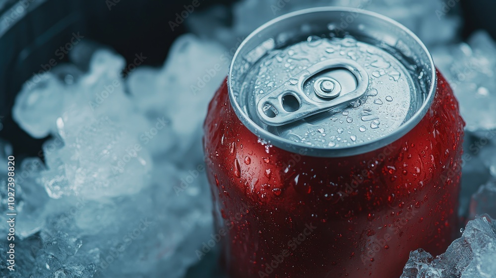 Refreshing Soda Can in Icy Cooler Refreshing Soda Can in Icy Cooler