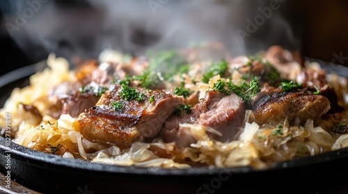 Steaming Hot Choucroute on a Plate