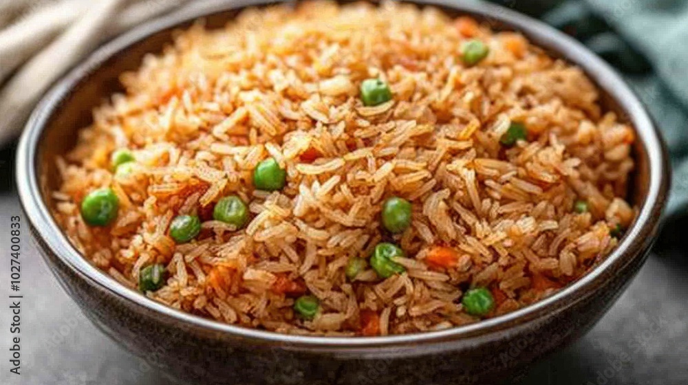 Close-Up of Fried Rice in a Ceramic Bowl Close-Up of Fried Rice in a Ceramic Bowl