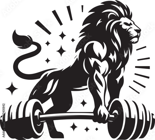 Lion gym vector silhouette