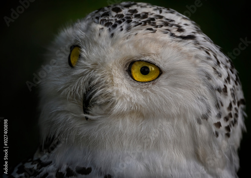 A close up of a Snowy Owl (polar owl, white owl, Arctic owl) photo