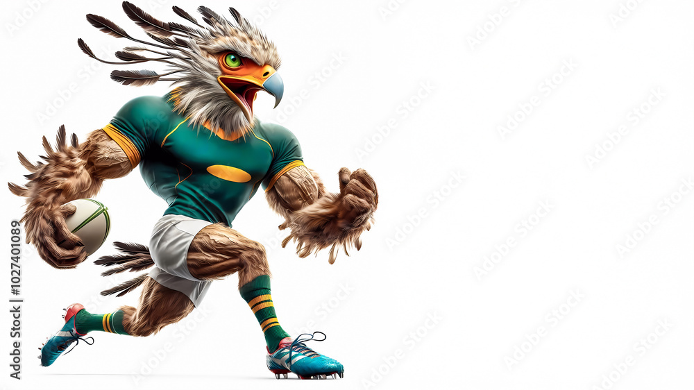 South African Secretary Bird playing Rugby South African Secretary Bird playing Rugby