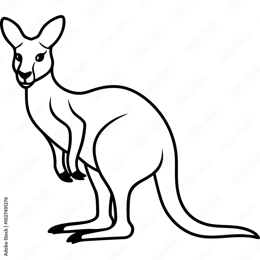 simple icon Children coloring book page, line art, monochrome black and white, cartoon outline cute style, illustration of a kangaroo simple icon Children coloring book page, line art, monochrome black and white, cartoon outline cute style, illustration of a kangaroo