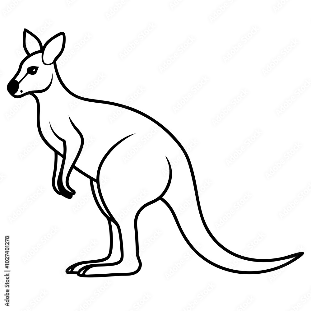 simple icon Children coloring book page, line art, monochrome black and white, cartoon outline cute style, illustration of a kangaroo simple icon Children coloring book page, line art, monochrome black and white, cartoon outline cute style, illustration of a kangaroo