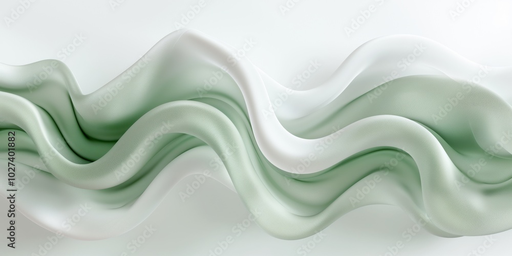Fototapeta premium Abstract smooth green and white waves on minimalist background