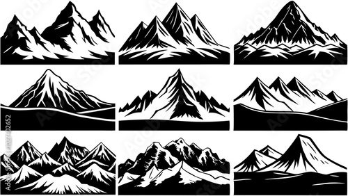 silhouette set of mountain.