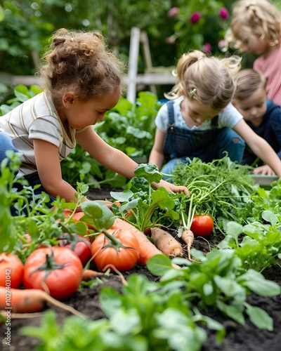 Wallpaper Mural Children Cultivating Their Own School Garden Learning Sustainable Food Production Torontodigital.ca