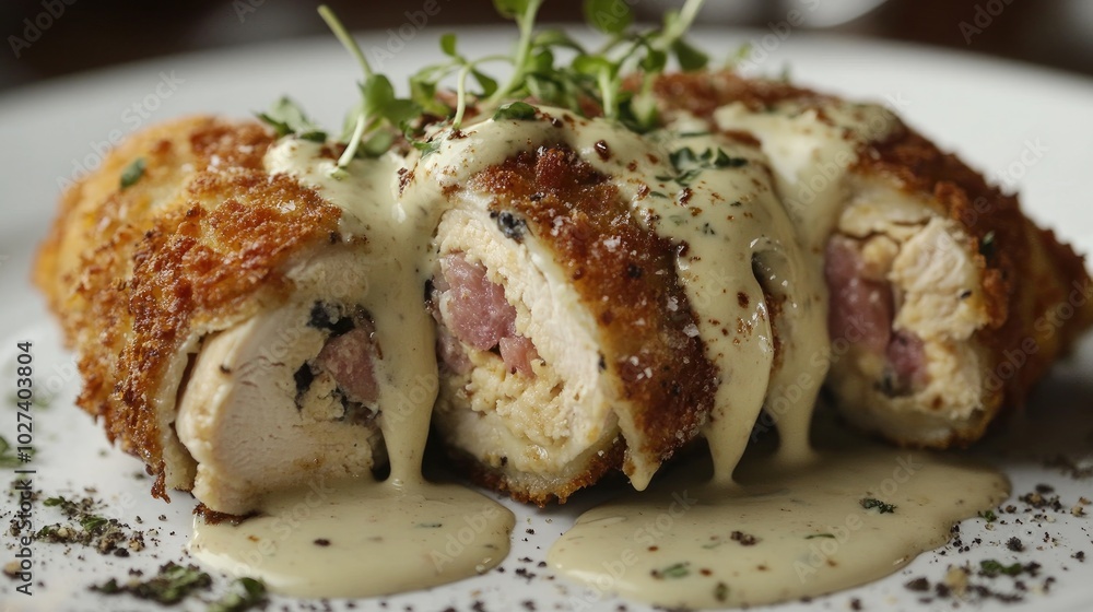 Gourmet Chicken Cordon Bleu Presentation Style Gourmet Chicken Cordon Bleu Presentation Style