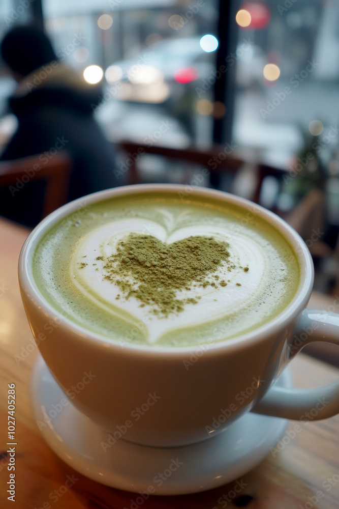 tasty Matcha Latte made from green tea. AI generative. tasty Matcha Latte made from green tea. AI generative.