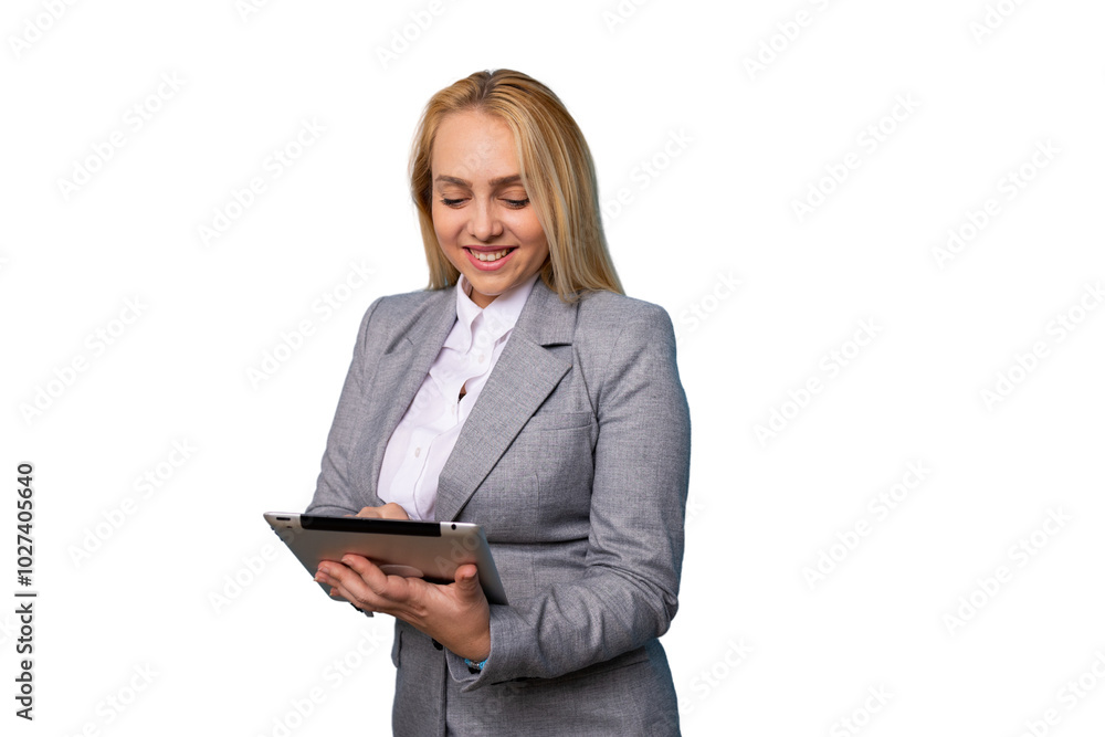 Young businesswoman in corporate attire holding a tablet Young businesswoman in corporate attire holding a tablet