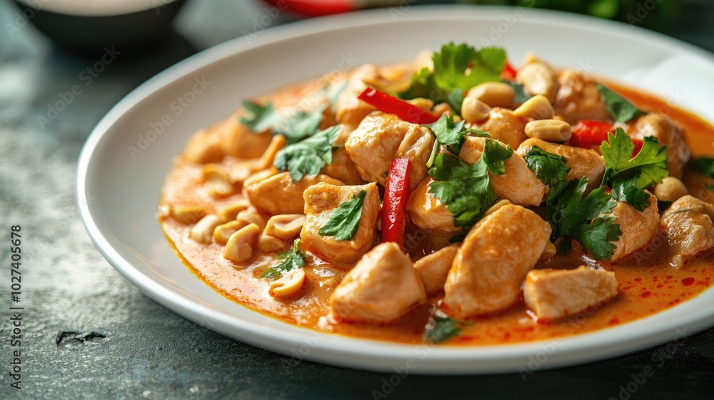 Creamy Chicken Curry with Fresh Herbs and Peppers