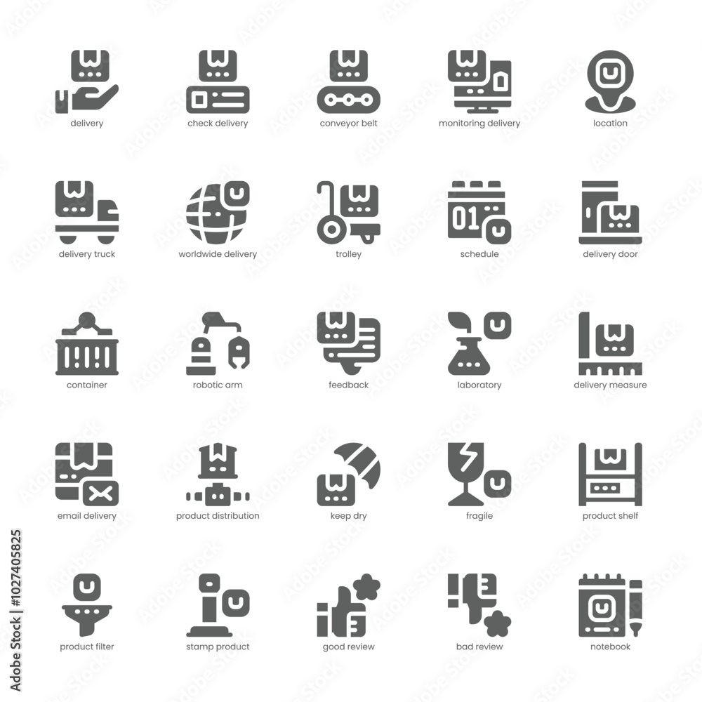 Delivery Control icon pack for your website, mobile, presentation, and logo design. Delivery Control icon glyph design. Vector graphics illustration and editable stroke. Delivery Control icon pack for your website, mobile, presentation, and logo design. Delivery Control icon glyph design. Vector graphics illustration and editable stroke.