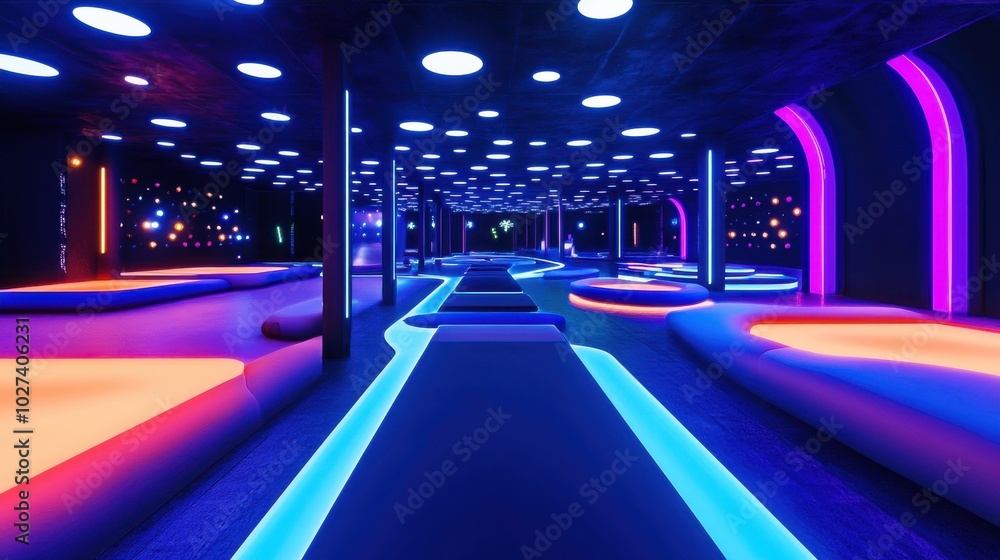 Neon Parkour Course in Futuristic Setting Neon Parkour Course in Futuristic Setting
