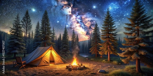 Wallpaper Mural Campsite Under the Moon and Stars - Tranquil Night Sky Experience in Nature Torontodigital.ca