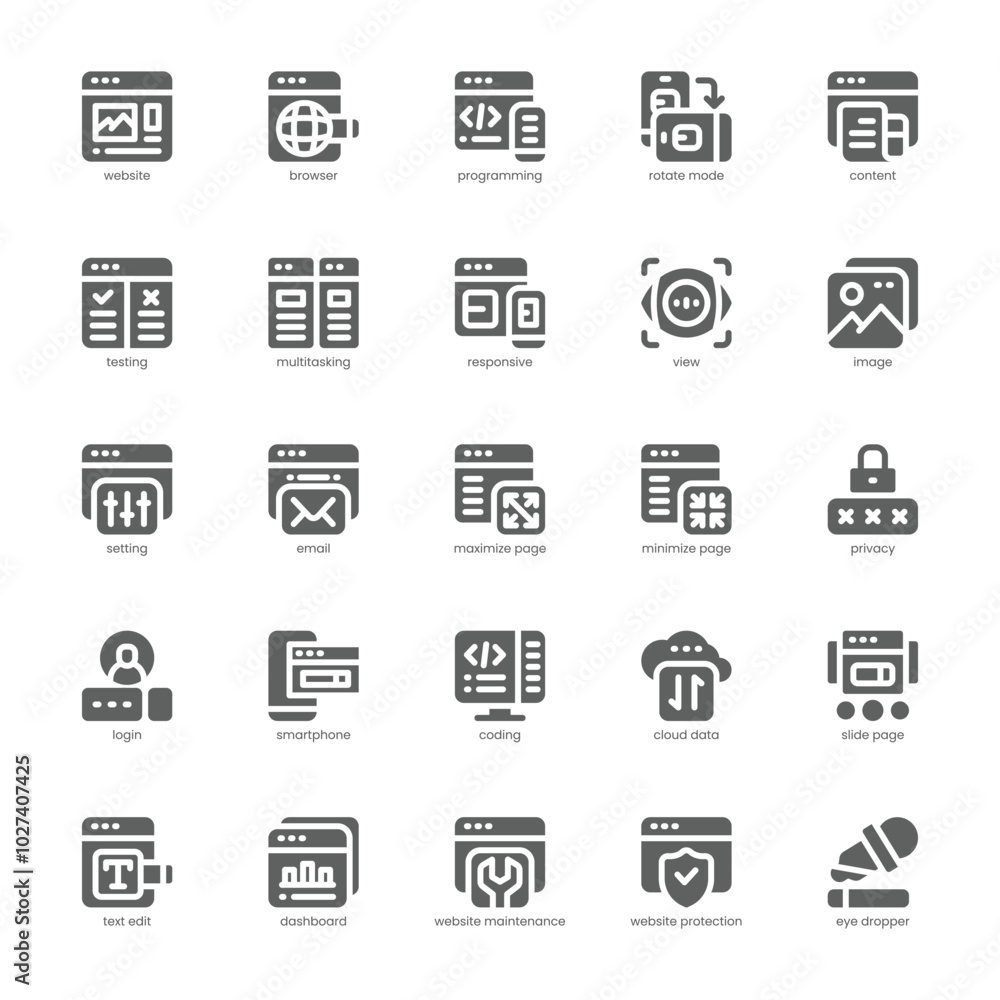 Website Responsive icon pack for your website, mobile, presentation, and logo design. Website Responsive icon glyph design. Vector graphics illustration and editable stroke. Website Responsive icon pack for your website, mobile, presentation, and logo design. Website Responsive icon glyph design. Vector graphics illustration and editable stroke.