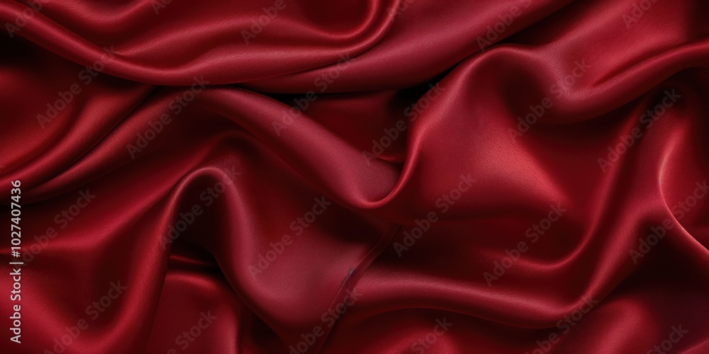 Luxurious red silk fabric with elegant texture and flowing drapery Luxurious red silk fabric with elegant texture and flowing drapery