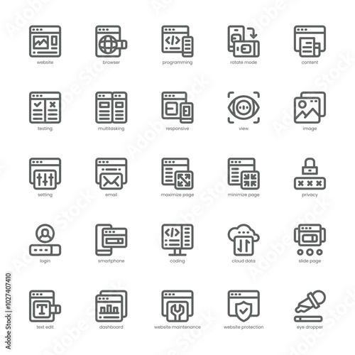 Website Responsive icon pack for your website, mobile, presentation, and logo design. Website Responsive icon outline design. Vector graphics illustration and editable stroke.