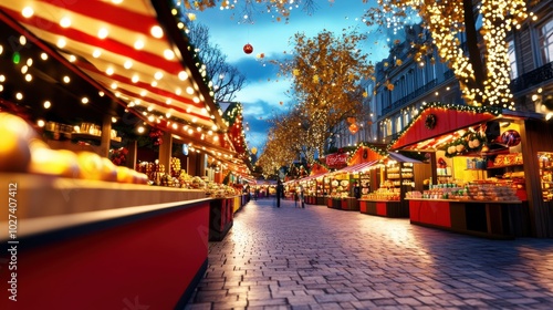 Festive 3D Cartoon Christmas Market Scene