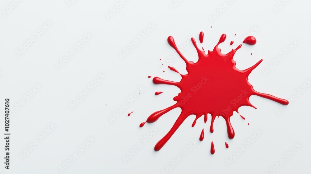 Red paint splash on a white background, artistic and vibrant design element. Red paint splash on a white background, artistic and vibrant design element.