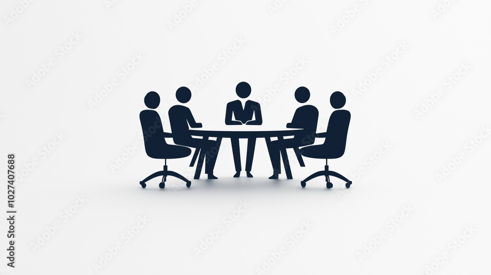 Silhouette of business meeting, people sitting around a conference table Silhouette of business meeting, people sitting around a conference table