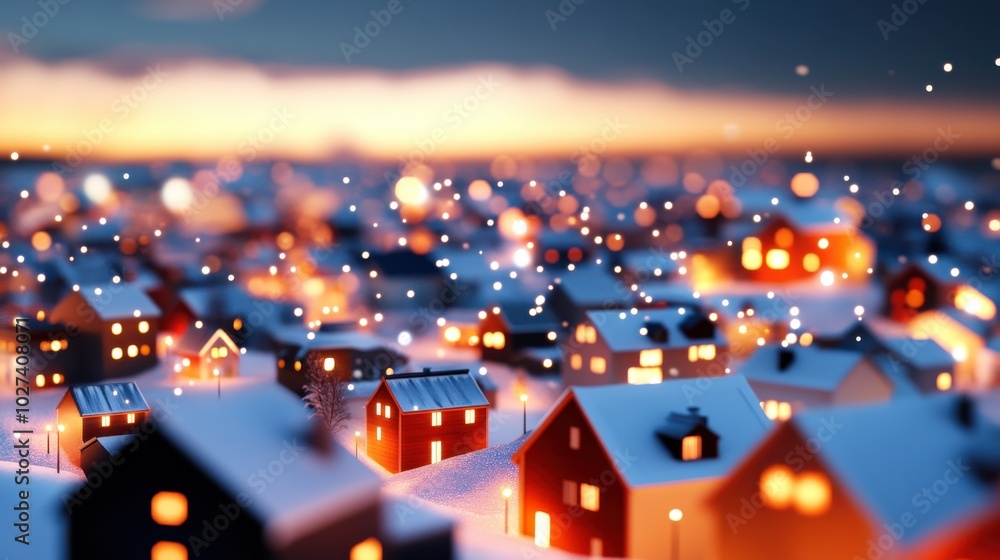 Fototapeta premium Cozy 3D Cartoon Christmas Villa Scene