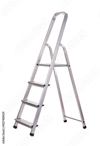 Foto Metal stepladder isolated on a white or transparent background