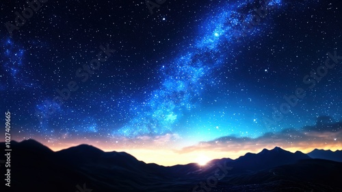 Wallpaper Mural Starry Night Sky Over Mountain Range Torontodigital.ca