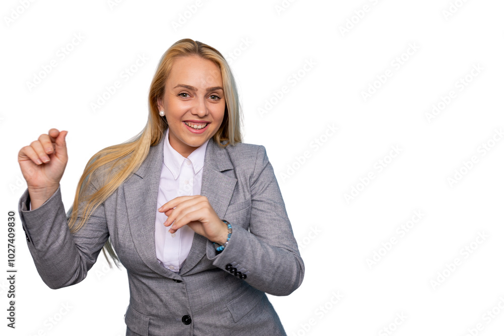 Portrait of a young businesswoman dancing with joy Portrait of a young businesswoman dancing with joy