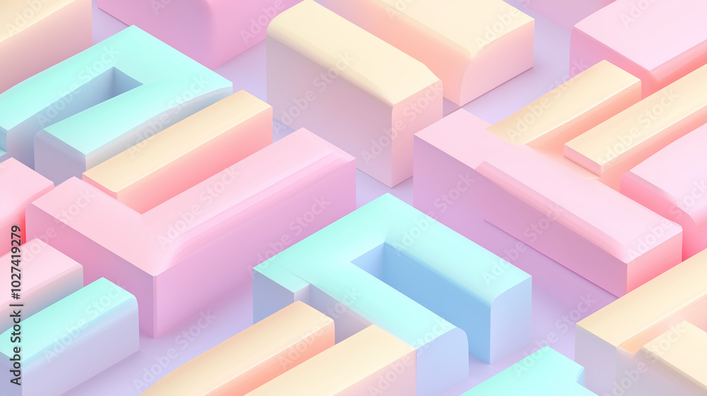 cute isometric 3D background with pastel colours and empty space
cute isometric 3D background with pastel colours and empty space