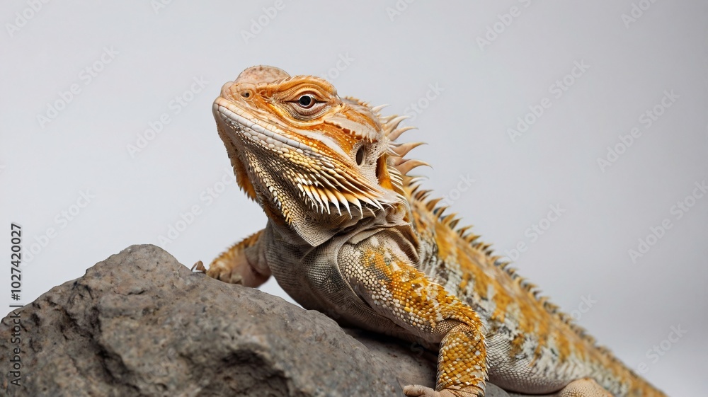 Obraz premium bearded dragon basking on a rock