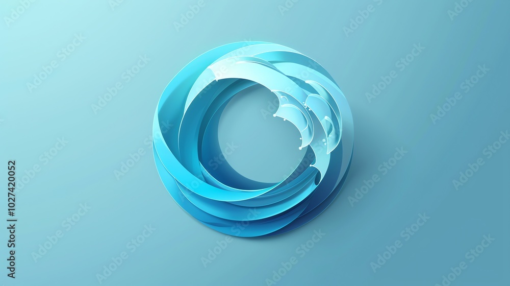 A 3D rendering of a swirling blue circle on a blue background. A 3D rendering of a swirling blue circle on a blue background.