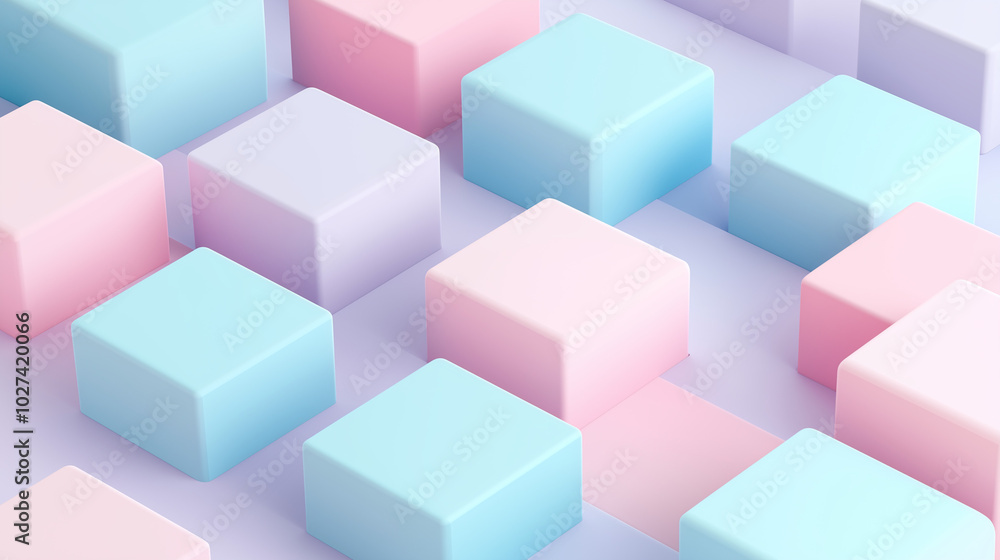 cute isometric 3D background with pastel colours and empty space
cute isometric 3D background with pastel colours and empty space