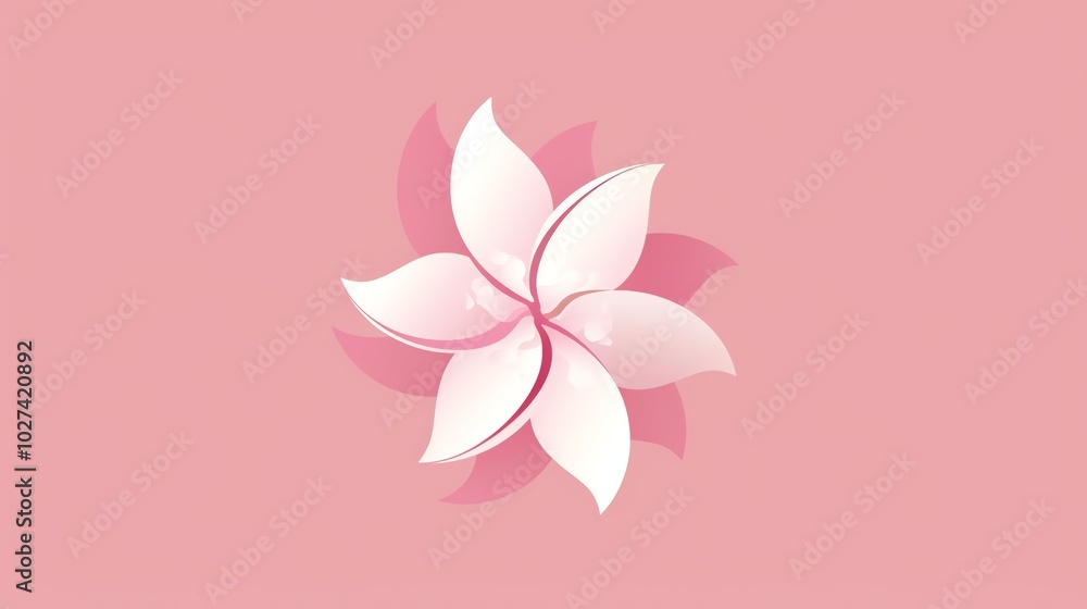 A simple illustration of a pink flower against a pink background. A simple illustration of a pink flower against a pink background.