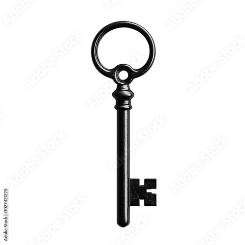 Old fashioned black metal skeleton key.