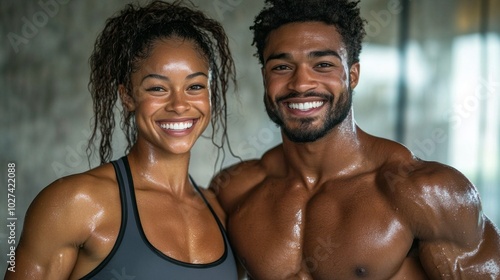 A man and a woman are smiling at the camera