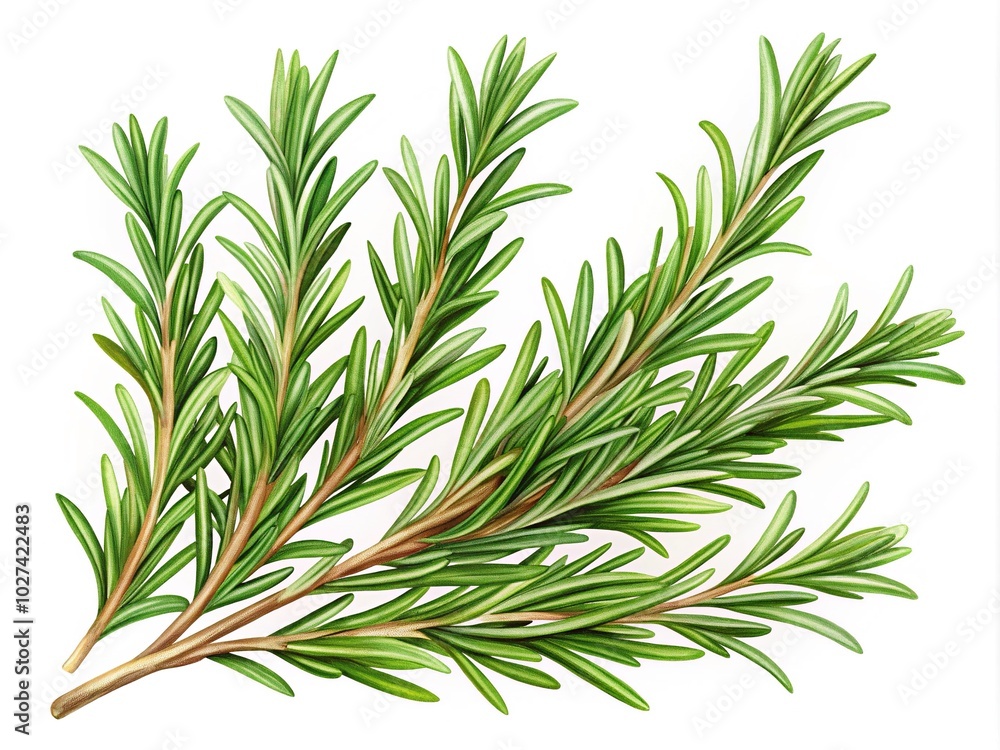Hand Drawn Rosemary Twigs Collection - Spice Plant Illustration for Culinary and Herbal Use Hand Drawn Rosemary Twigs Collection - Spice Plant Illustration for Culinary and Herbal Use