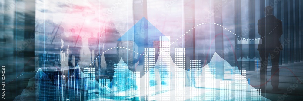 Obraz premium Business intelligence marketing finance management. Mixed Media