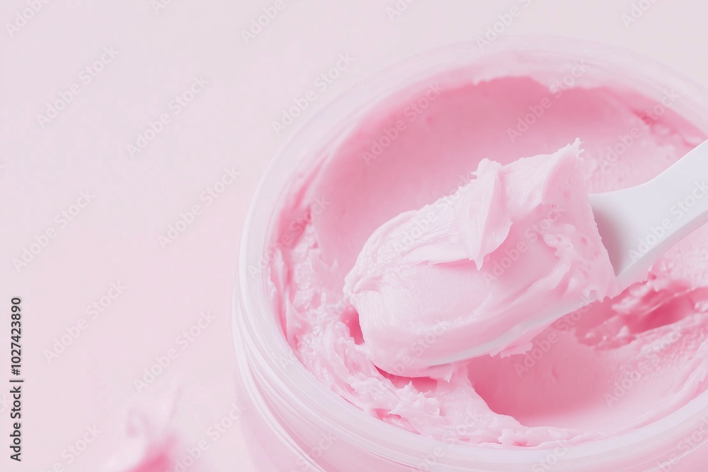 textured skincare cream being scooped out of a jar with a spatula, highlighting the luxurious consistency textured skincare cream being scooped out of a jar with a spatula, highlighting the luxurious consistency