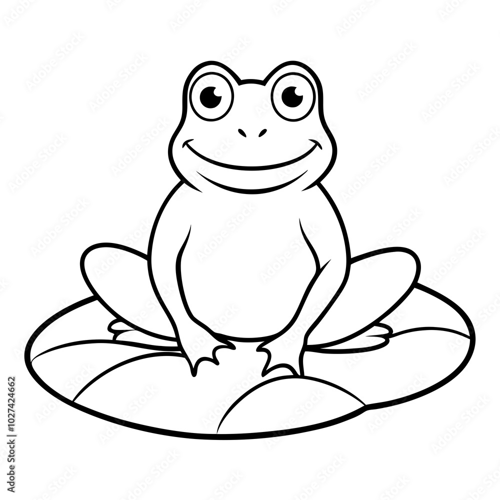 simple icon Children coloring book page, line art, monochrome black and white, cartoon outline cute style, illustration of frog simple icon Children coloring book page, line art, monochrome black and white, cartoon outline cute style, illustration of frog