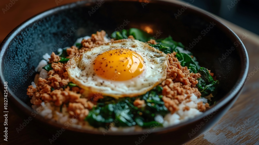 A bowl of white noodles with brown egg, orange milk tea liquid sauce and green spring onion garnish on top A bowl of white noodles with brown egg, orange milk tea liquid sauce and green spring onion garnish on top