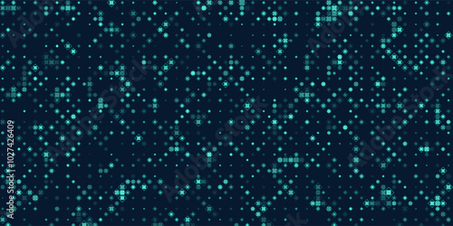 Abstract background chaotic size blue pixels and rhombus. Rectangle mosaic gradient color  with noise design. Vector Illustration.