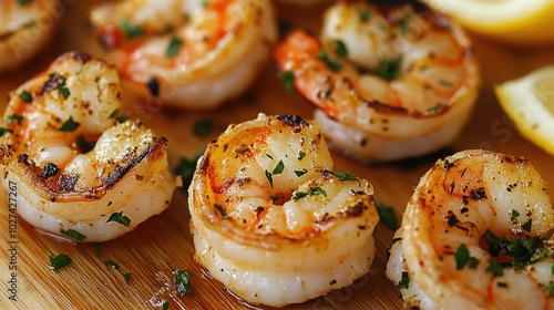 Grilled Shrimp with Herbs and Lemon Slices