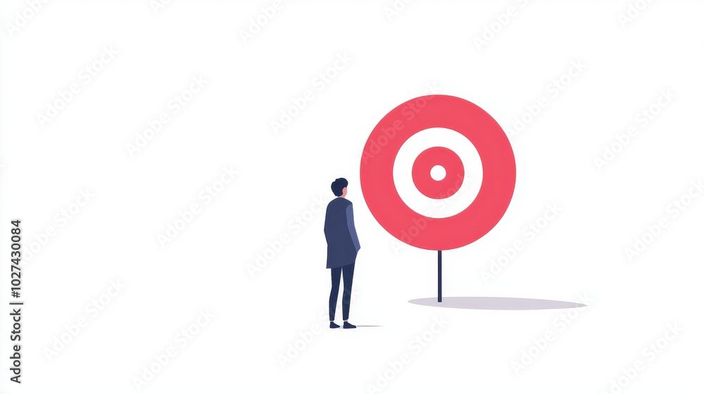 Minimal business goal setting, target concept, flat vector, white background Minimal business goal setting, target concept, flat vector, white background
