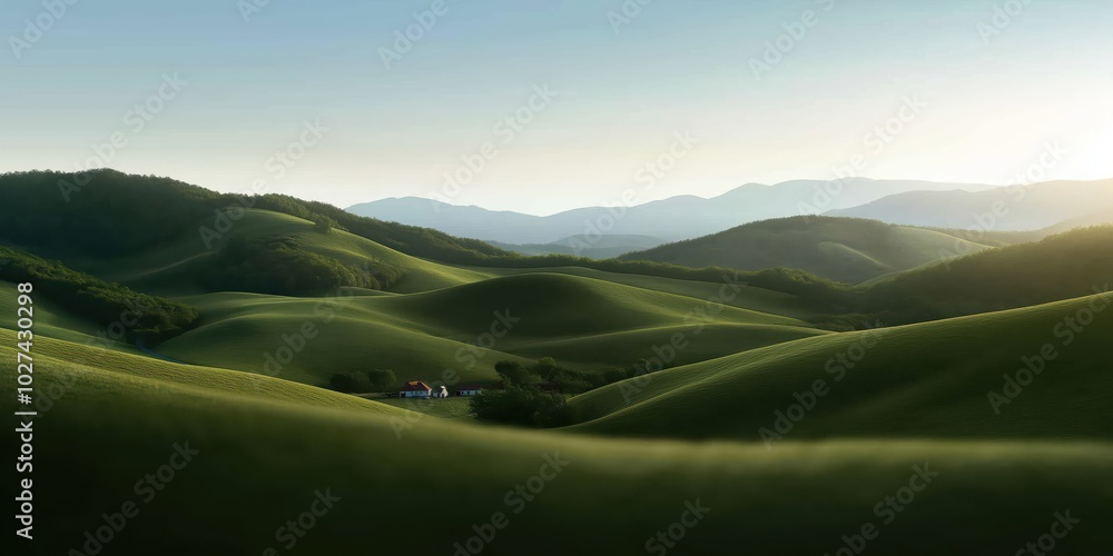 The image showcases a breathtaking landscape of rolling green hills under a clear blue sky, creating a sense of endless peace and natural splendor at its finest. The image showcases a breathtaking landscape of rolling green hills under a clear blue sky, creating a sense of endless peace and natural splendor at its finest.