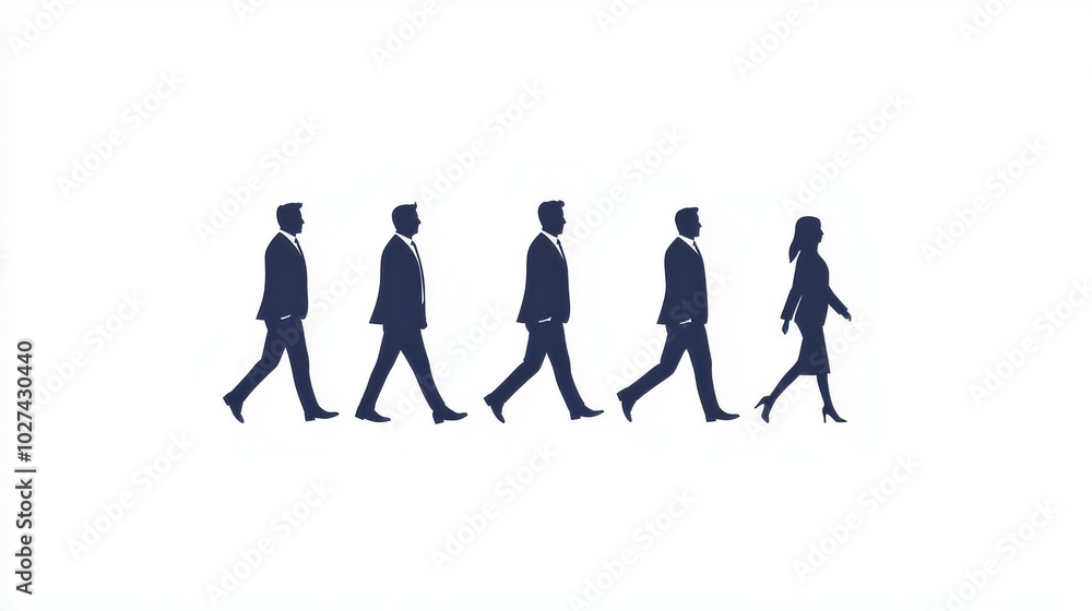 Minimal leadership concept, guiding team, flat vector art, white background Minimal leadership concept, guiding team, flat vector art, white background